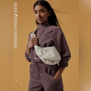Athleta X Alicia Keys Sling Bag Cream Faux Leather Limited Edition READ